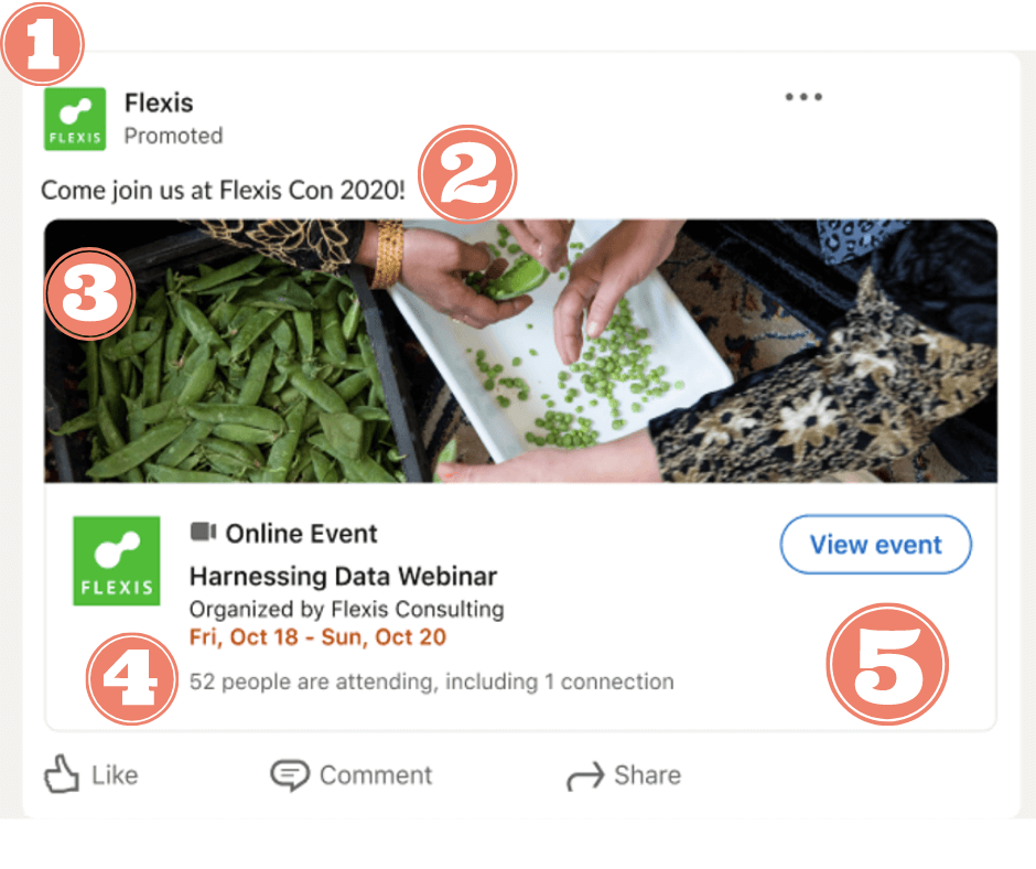 LinkedIn sponsored content example event ad